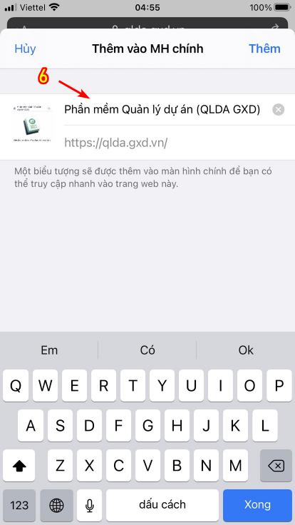 Nhập tên cho shortcut web app và sau đó nhấn nút Add